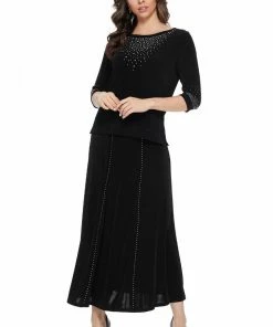 Jostar Non Iron Rhinestone Accent Long Sleeve Scoop Top-134AY-QRS1-R-R077