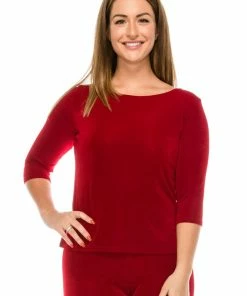 Jostar Non Iron ( Acetate ) Non Iron Quarter Sleeve Scoop Top-134AY-QRS1
