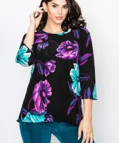 Quarter Sleeves Jostar Women's Stretchy Merrow Top Three Quarter Print-158BN-QRP1-W099