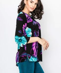 Quarter Sleeves Jostar Women's Stretchy Merrow Top Three Quarter Print-158BN-QRP1-W099