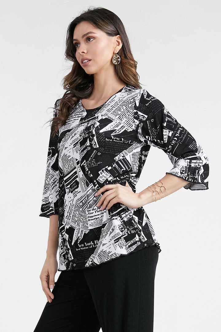 Jostar Women's Stretchy Merrow Top 3/4 Sleeve Print Plus, 158BN-QXP-W120