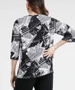 Jostar Women's Stretchy Merrow Top 3/4 Sleeve Print Plus, 158BN-QXP-W120