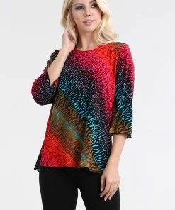 Jostar Women's Stretchy Merrow Top Three Quarter Print-158BN-QRP1-W182