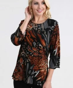 Jostar Women's Stretchy Merrow Top Three Quarter Print-158BN-QRP1-W207 Tops