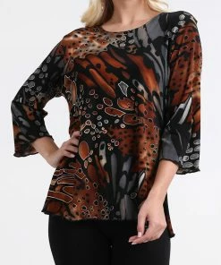 Jostar Women's Stretchy Merrow Top Three Quarter Print-158BN-QRP1-W207 Tops