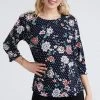 Quarter Sleeves Jostar Women's Stretchy Merrow Top Three Quarter Print-158BN-QRP1-W211