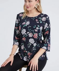 Quarter Sleeves Jostar Women's Stretchy Merrow Top Three Quarter Print-158BN-QRP1-W211