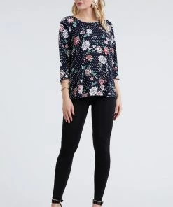 Quarter Sleeves Jostar Women's Stretchy Merrow Top Three Quarter Print-158BN-QRP1-W211