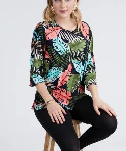 Jostar Women's Stretchy Merrow Top Three Quarter Print-158BN-QRP1-W212 Quarter Sleeves
