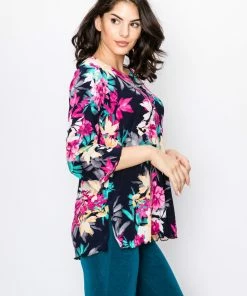 Quarter Sleeves Jostar Women's Stretchy Merrow Top Three Quarter Print-158BN-QRP1-W214