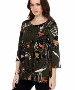 Jostar Women's Stretchy Merrow Top Three Quarter Print-158BN-QRP1-W239 Quarter Sleeves