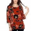 Jostar Women's Stretchy Merrow Top Three Quarter Print-158BN-QRP1-W239 Quarter Sleeves