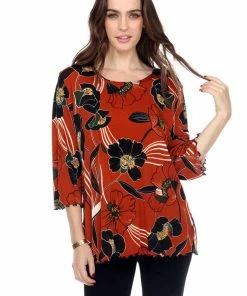 Jostar Women's Stretchy Merrow Top Three Quarter Print-158BN-QRP1-W239 Quarter Sleeves