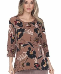 Jostar Women's Stretchy Merrow Top Three Quarter Print-158BN-QRP1-W239 Quarter Sleeves
