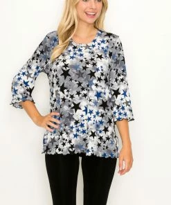 Jostar Women's Stretchy Merrow Top Three Quarter Print-158BN-QRP1-W274