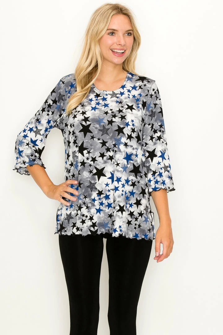 Jostar Women's Stretchy Merrow Top Three Quarter Print-158BN-QRP1-W274