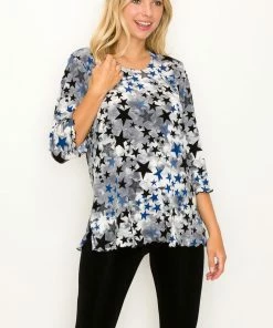 Jostar Women's Stretchy Merrow Top Three Quarter Print-158BN-QRP1-W274