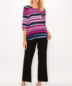 Jostar Online Jostar Women's Stretchy Merrow Top Three Quarter Print-158BN-QRP1-W275 Quarter Sleeves