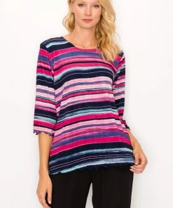 Jostar Online Jostar Women's Stretchy Merrow Top Three Quarter Print-158BN-QRP1-W275 Quarter Sleeves