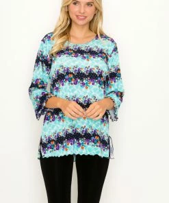 Jostar Online Jostar Women's Stretchy Merrow Top Three Quarter Print-158BN-QRP1-W276 Quarter Sleeves