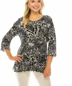 Jostar Women's Stretchy Merrow Top Three Quarter Print-158BN-QRP1-W277