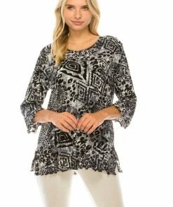 Jostar Women's Stretchy Merrow Top Three Quarter Print-158BN-QRP1-W277