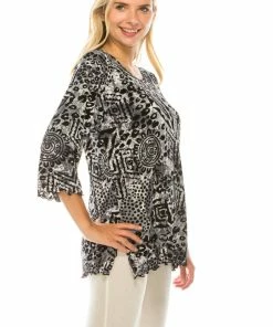 Jostar Women's Stretchy Merrow Top Three Quarter Print-158BN-QRP1-W277