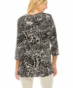 Jostar Women's Stretchy Merrow Top Three Quarter Print-158BN-QRP1-W277