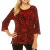 Jostar Women's Stretchy Merrow Top Three Quarter Print-158BN-QRP1-W277