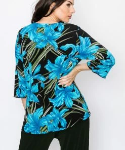 Jostar Women's Stretchy Merrow Top Three Quarter Print-158BN-QRP1-W683