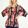 Jostar American Print Merrow Sleeve Three Quarter Sleeve-158BN-QP-W306