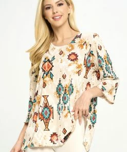 Tops Jostar Women's Stretchy Merrow Top Three Quarter Print-158BN-QRP1-W317