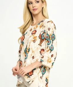 Tops Jostar Women's Stretchy Merrow Top Three Quarter Print-158BN-QRP1-W317