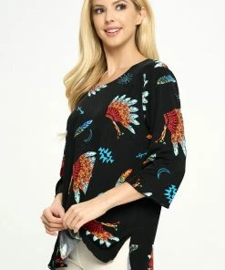 Tops Jostar Women's Stretchy Merrow Top Three Quarter Print, 158BN-QP-W321