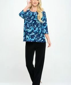 Jostar Stretchy Merrow Top Three Quarter Print-158BN-QRP1-W323 Quarter Sleeves