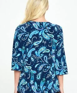 Jostar Stretchy Merrow Top Three Quarter Print-158BN-QRP1-W323 Quarter Sleeves