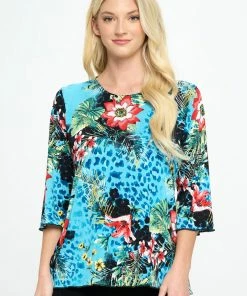 Jostar Stretchy Merrow Top Three Quarter Print-158BN-QRP1-W326 Tops