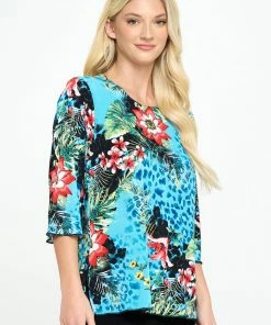 Jostar Stretchy Merrow Top Three Quarter Print-158BN-QRP1-W326 Tops