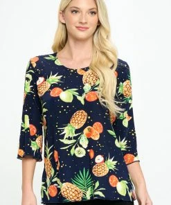 Jostar Women's Stretchy Merrow Top Three Quarter Print-158BN-QRP1-W327 Tops