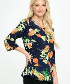 Jostar Women's Stretchy Merrow Top Three Quarter Print-158BN-QRP1-W327 Tops