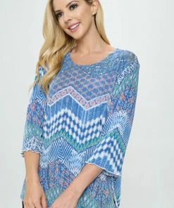 Jostar Stretchy Merrow Top Three Quarter Print-158BN-QRP1-W362