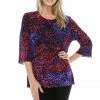 Jostar Women's Stretchy Merrow Top Three Quarter Print-158BN-QRP1-W001 Quarter Sleeves