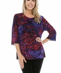Jostar Women's Stretchy Merrow Top Three Quarter Print-158BN-QRP1-W001 Quarter Sleeves