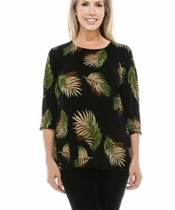 Jostar Women's Stretchy Merrow Top Three Quarter Print-158BN-QRP1-W002 Quarter Sleeves
