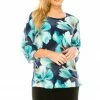 Quarter Sleeves Jostar Women's Stretchy Merrow Top Three Quarter Print-158BN-QRP1-W050