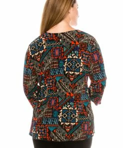 Jostar Women's Stretchy Merrow Top Three Quarter Print-158BN-QRP1-W070 Quarter Sleeves