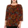 Jostar Women's Stretchy Merrow Top Three Quarter Print-158BN-QRP1-W070 Quarter Sleeves
