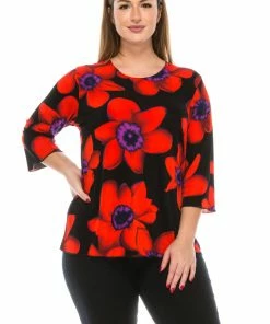 Jostar Women's Stretchy Merrow Top Three Quarter Print-158BN-QRP1-W075