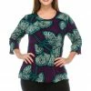 Jostar Women's Stretchy Merrow Top Three Quarter Print-158BN-QRP1-W076