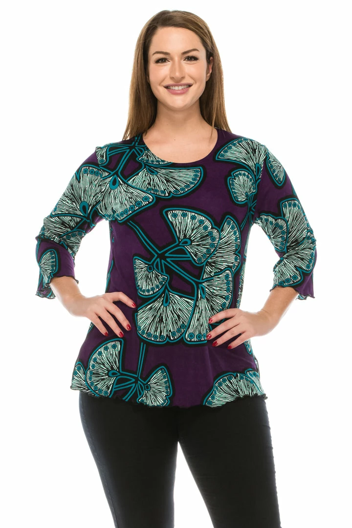 Jostar Women's Stretchy Merrow Top Three Quarter Print-158BN-QRP1-W076